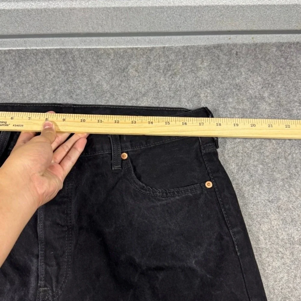 Levis 501 Original Fit Mens Black Straight Leg Button Fly Jeans 36x30 Faded Work